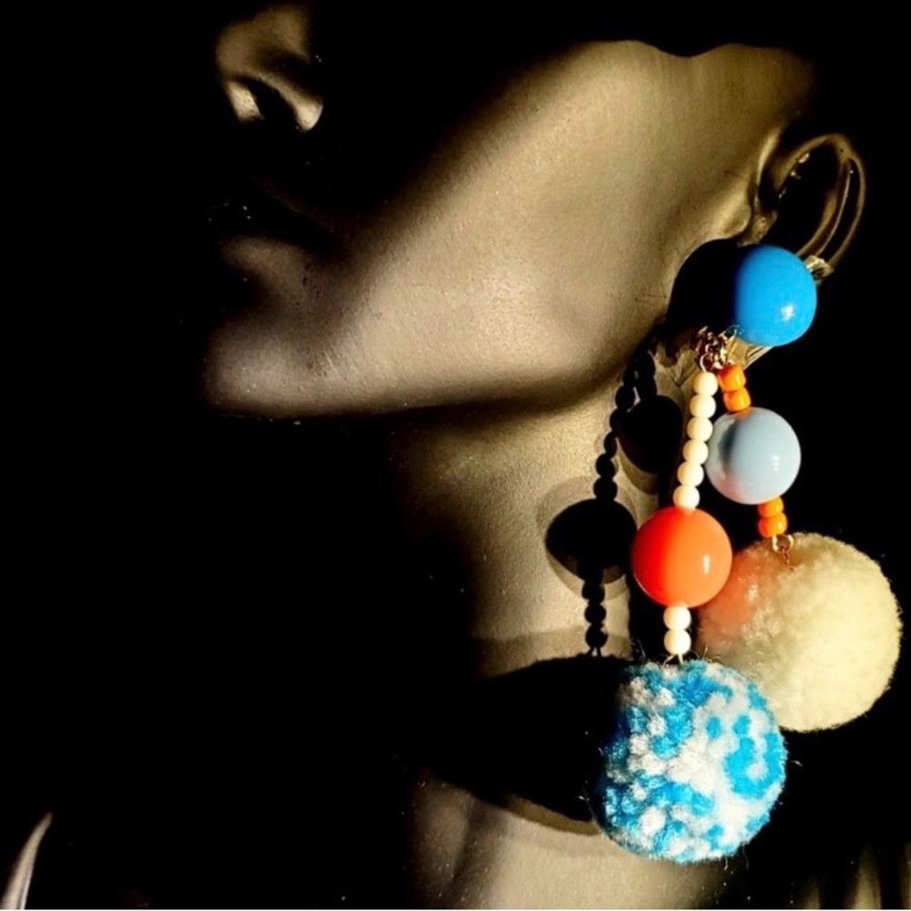 Blue Orang Flurry Colorful Beaded Earrings